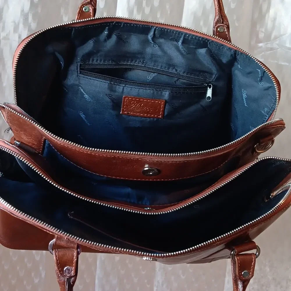 Ashwood Brown Leather Handbag Purse Grab Tote Smart Shoulder Large